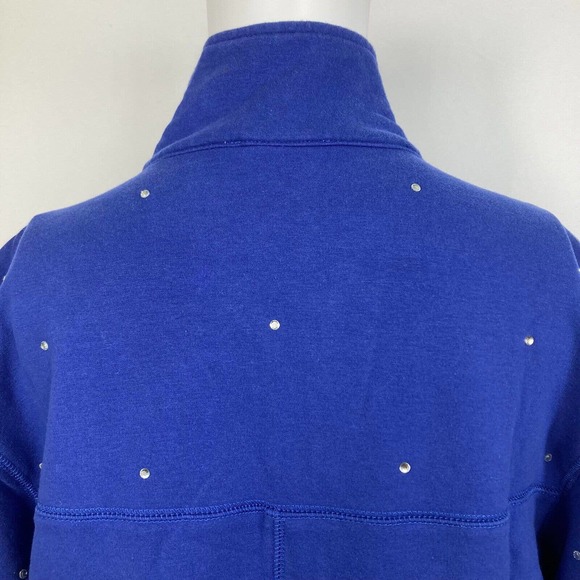Quacker Factory Jacket Womens Sz M Blue Cotton Stretch Rhinestone Zip Up - Picture 5 of 8